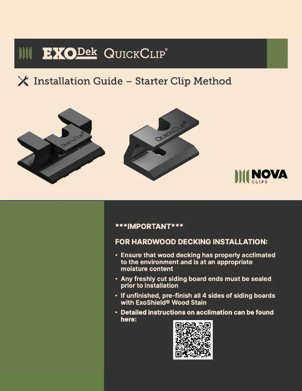 Installation Guide for Nova's Hidden Fasterner Decking System Installation Guide for Nova's Hidden Fasterner Decking System