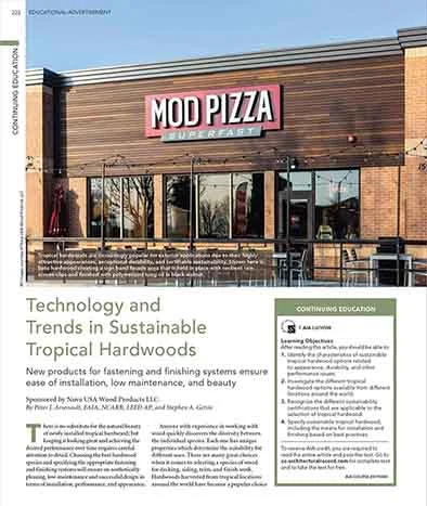 AIA Continuing Education - Technology and Trends in Sustainable Tropical Hardwoods AIA Continuing Education - Technology and Trends in Sustainable Tropical Hardwoods