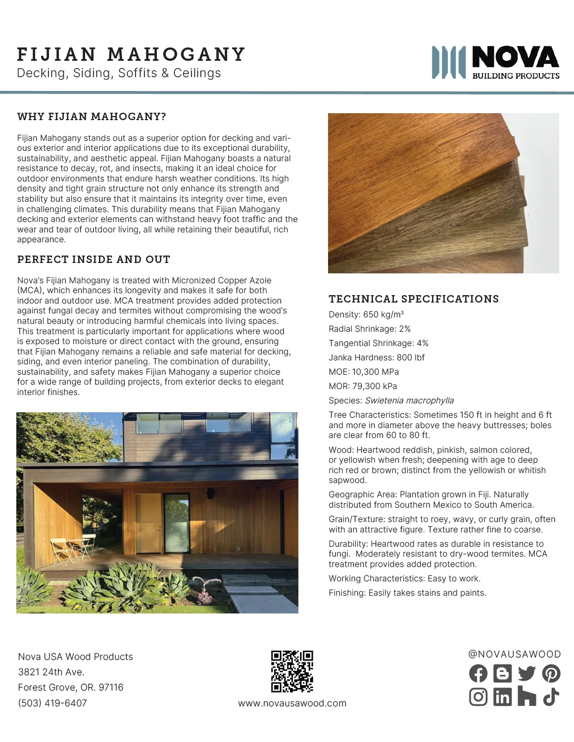 Fijian Mahogany Product Sheet Fijian Mahogany Product Sheet