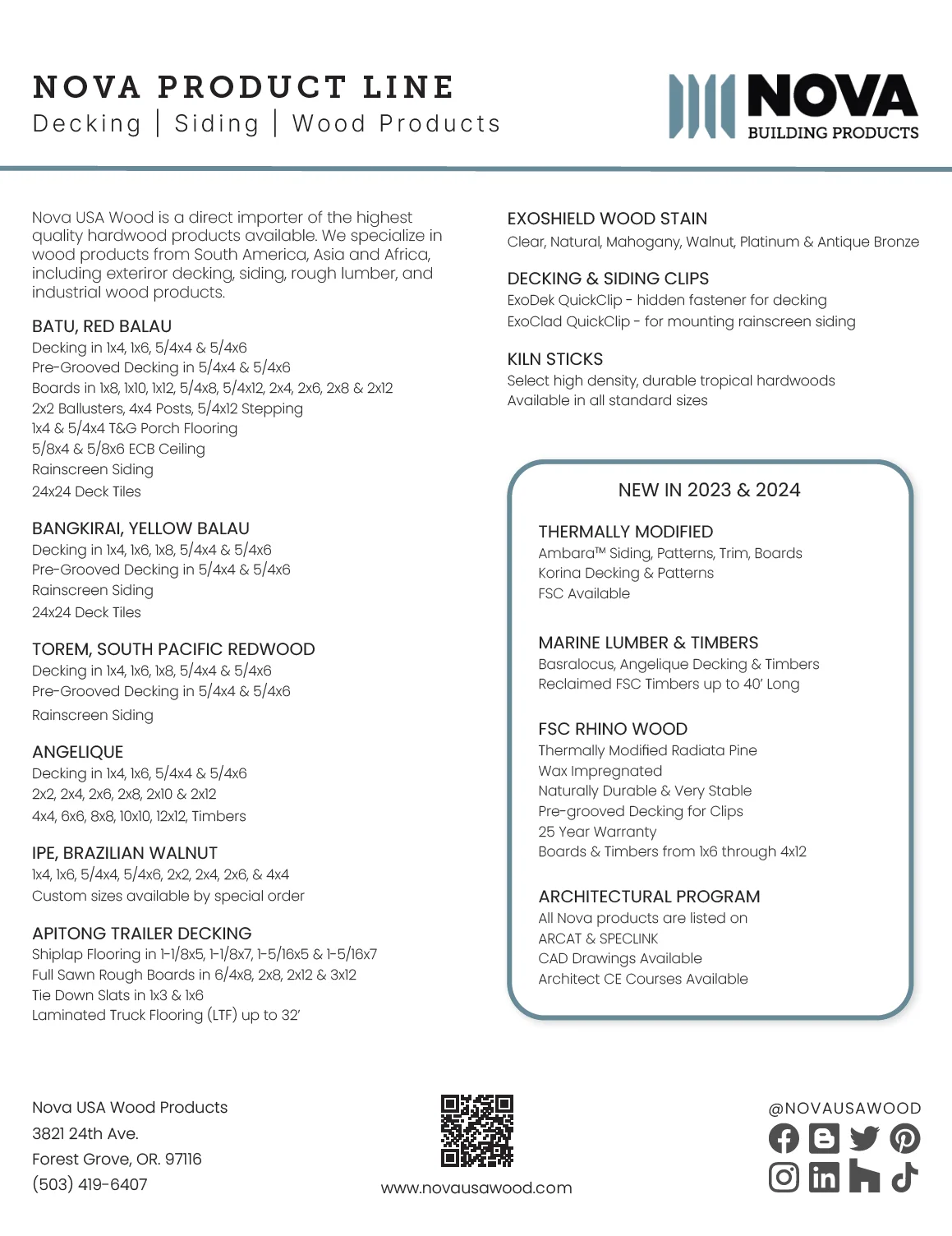 Nova Product Line Card Nova Product Line Card