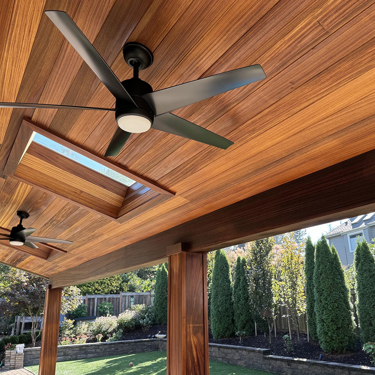 Thermally Modified Ambara® Hardwood Exterior Ceiling, Post & Beam Wrap